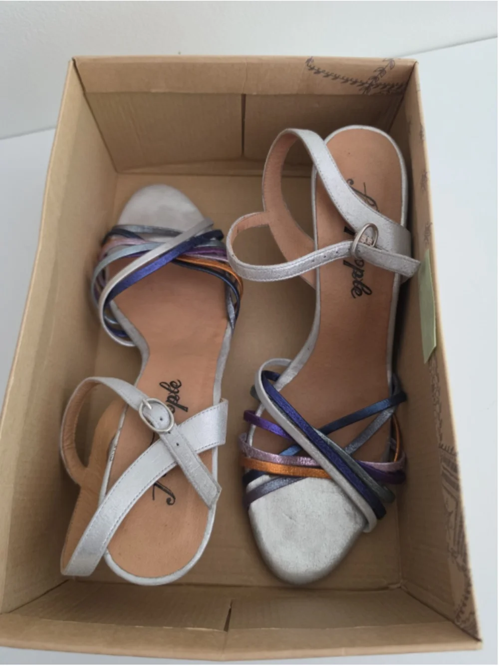 Free People Golden Hour Metallic Wedge Sandals Silver Multicolor Strappy 41 / 11